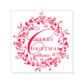 メリーモダンクリスマス山花リース セルフインキングスタンプ (デザイン)
