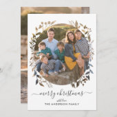 メリーモダンクリスマス愛スクリプトリース2写真 シーズンカード (正面/裏面)