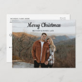 メリーモダンクリスマス手書家族の写真 ポストカード (正面/裏面)