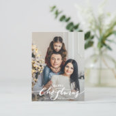 メリーモダンクリスマス手書家族の写真 ポストカード (スタンド正面)