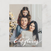 メリーモダンクリスマス手書家族の写真 ポストカード (正面)