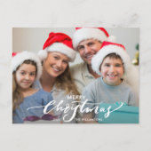 メリーモダンクリスマス手書家族の写真 ポストカード (正面)