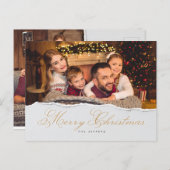 メリーモダンクリスマス手書家族の写真 ポストカード (正面/裏面)