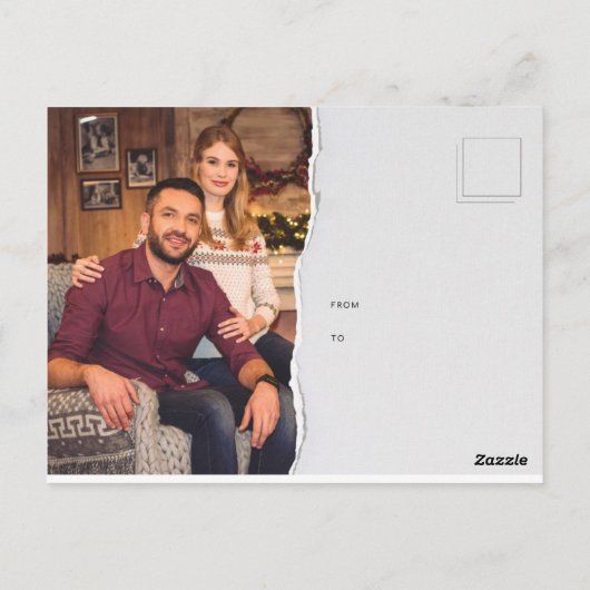 メリーモダンクリスマス手書家族の写真 ポストカード (裏面)