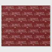メリーモダンクリスマス文字ヒイラギ松 ラッピングペーパー (フラット)