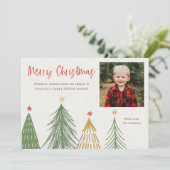 メリーモダンクリスマス松の木フォトカード シーズンカード (スタンド正面)