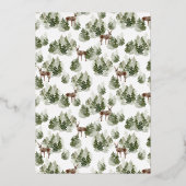 メリーモダンクリスマス森グリーン金ゴールド写真 箔シーズンカード (裏面)