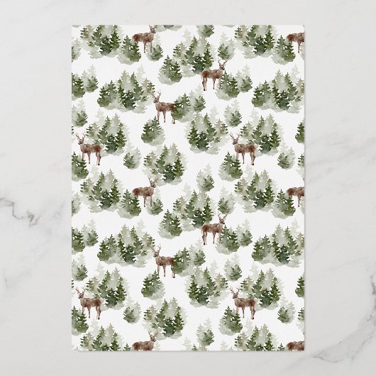 メリーモダンクリスマス森グリーン金ゴールド写真 箔シーズンカード (裏面)