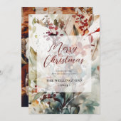 メリーモダンクリスマス植物水彩写真 シーズンカード (正面/裏面)