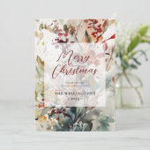 メリーモダンクリスマス植物水彩写真 シーズンカード (スタンド正面)