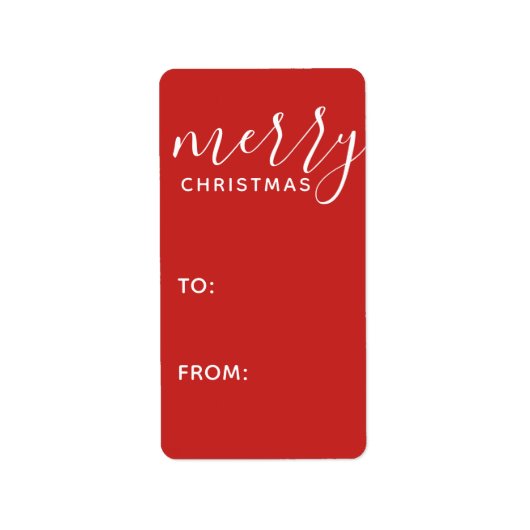 メリーモダンクリスマス水の色のギフトラベル赤 ラベル (正面)