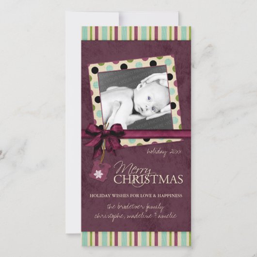 メリーモダンクリスマス水玉模様の写真カード シーズンカード (正面)