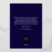 メリーモダンクリスマス海軍ブルー企業のロゴ 箔シーズンカード (裏面)