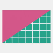 メリーモダンクリスマス熱ピンクエメラルドグリーン ラッピングペーパーシート (正面3)