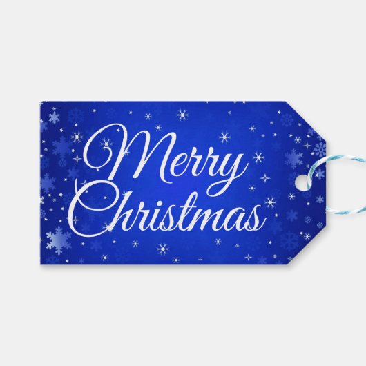 メリーモダンクリスマス白い雪の結晶ギフト ギフトタグ (正面(横))
