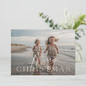 メリーモダンクリスマス白タイポグラフィ5写真 シーズンカード (スタンド正面)