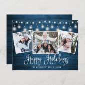 メリーモダンクリスマス素朴3 PHOTOホリデーカード シーズンポストカード (正面/裏面)