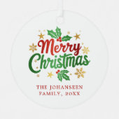 メリーモダンクリスマス記念タイポグラフィファミリー メタルオーナメント (正面)