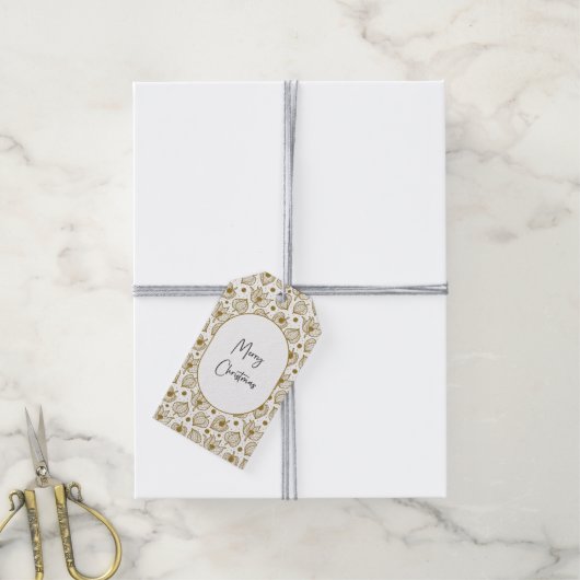 メリーモダンクリスマス設計 ギフトタグ (より糸付き)