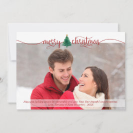 メリーモダンクリスマス赤いスクリプト水の色のツリー シーズンカード