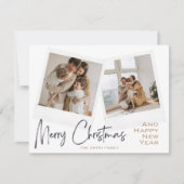 メリーモダンクリスマス赤いブラックプレイドフォトカード シーズンカード (正面)