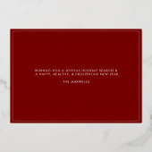 メリーモダンクリスマス赤い写真 箔シーズンカード (裏面)