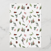 メリーモダンクリスマス赤い冬季グリーン金ゴールド写真 箔シーズンカード (裏面)