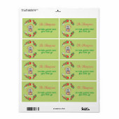 メリーモダンクリスマス赤グリーン暖炉リース ラベル (フルシート)