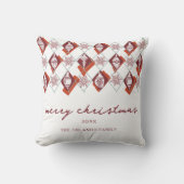 メリーモダンクリスマス赤スクリプトタイポグラフィ クッション (正面)
