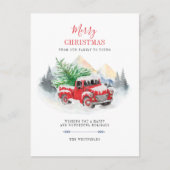 メリーモダンクリスマス赤トラック家族 シーズンポストカード (正面)