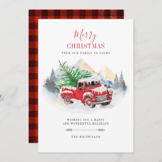 メリーモダンクリスマス赤トラック水牛の家族 (正面/裏面)