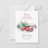 メリーモダンクリスマス赤トラック水牛の家族 ノートカード (正面)