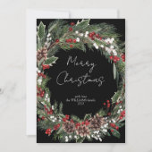 メリーモダンクリスマス赤ベリーボタニカルリース シーズンカード (正面)