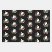 メリーモダンクリスマス赤ベリーボタニカルリース ラッピングペーパーシート (正面3)