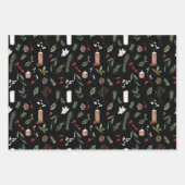 メリーモダンクリスマス赤ベリーボタニカルリース ラッピングペーパーシート (正面2)