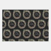 メリーモダンクリスマス赤ベリーボタニカルリース ラッピングペーパーシート (正面)