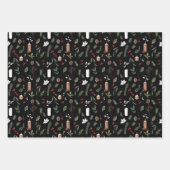 メリーモダンクリスマス赤ベリーボタニカルリース ラッピングペーパーシート (正面)