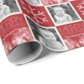 メリーモダンクリスマス赤《写真》ぼけ味パーソナライズされた ラッピングペーパー (ロールコーナー)