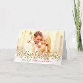 メリーモダンクリスマス金ゴールドスクリプトフォトオーバーレイ シーズンカード (正面)