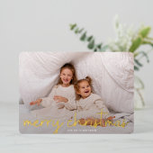 メリーモダンクリスマス金ゴールド写真 箔シーズンカード (立ち正面)