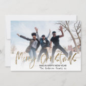 メリーモダンクリスマス金ゴールド書道1写真 シーズンカード (正面)