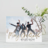 メリーモダンクリスマス金ゴールド書道1写真 シーズンカード (スタンド正面)