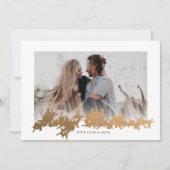 メリーモダンクリスマス金ゴールドBohoスクリプト写真 シーズンカード (正面)