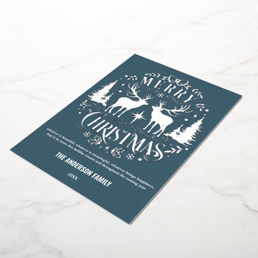 メリーモダンクリスマス銀トナカイ箔カード 箔シーズンカード (回転した状態)