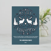 メリーモダンクリスマス銀トナカイ箔カード 箔シーズンカード (立ち正面)