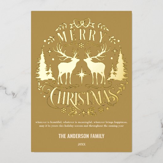 メリーモダンクリスマス銀トナカイ箔カード 箔シーズンカード (正面)