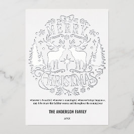 メリーモダンクリスマス銀トナカイ箔カード 箔シーズンカード