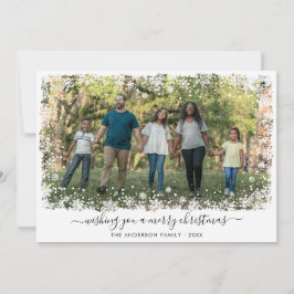 メリーモダンクリスマス雪スノーフレークのスクリプト写真 シーズンカード