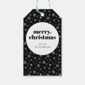 メリーモダンクリスマス黒白スノーフレーク ギフトタグ (裏面)
