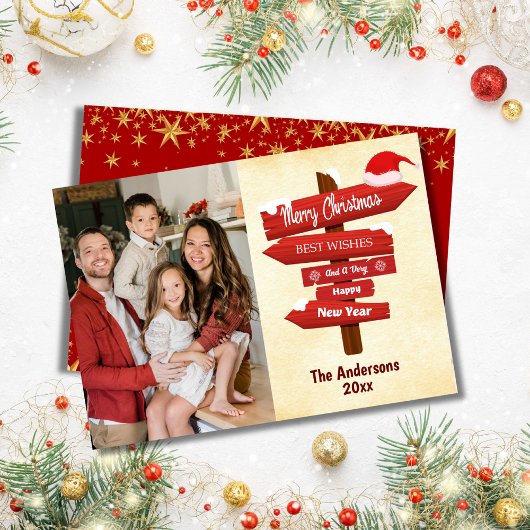 メリーモダンクリスマス1家族の写真かわいいシンプル シーズンカード